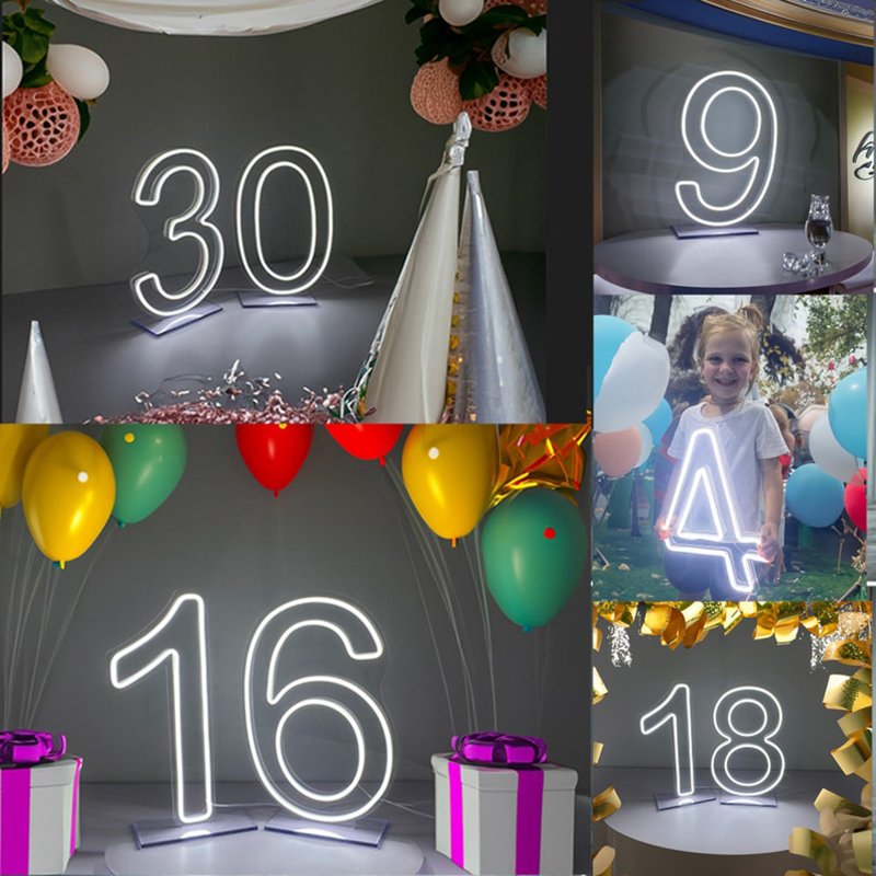 Custom 2ft 3ft 4ft 0-9 A-Z Large Multicolor Led Letter Number Light Free Design Acrylic Light up RGB Neon Number Sign for Party