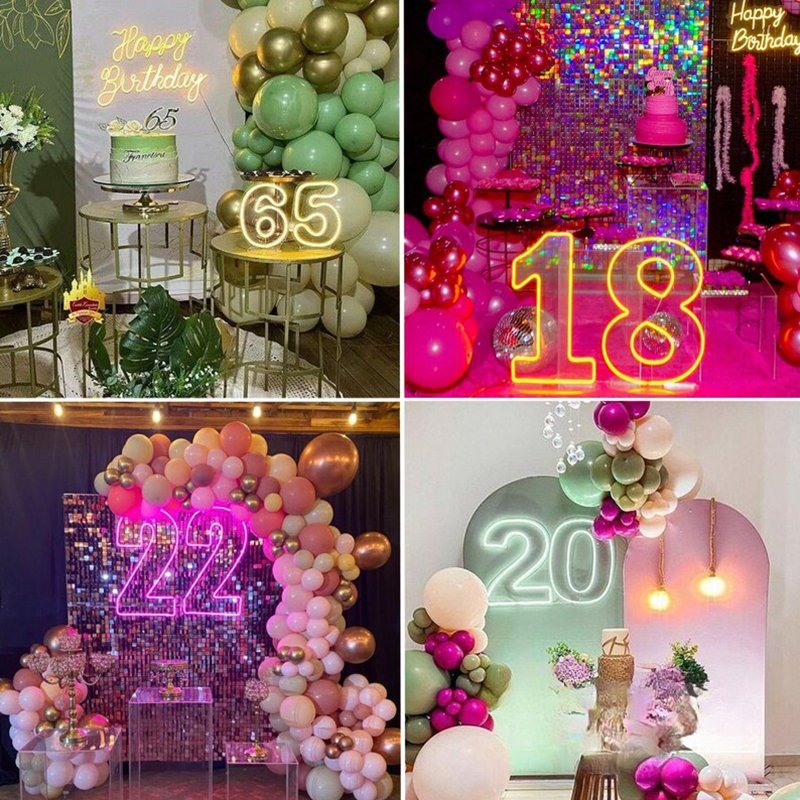 Custom 2ft 3ft 4ft 0-9 A-Z Large Multicolor Led Letter Number Light Free Design Acrylic Light up RGB Neon Number Sign for Party