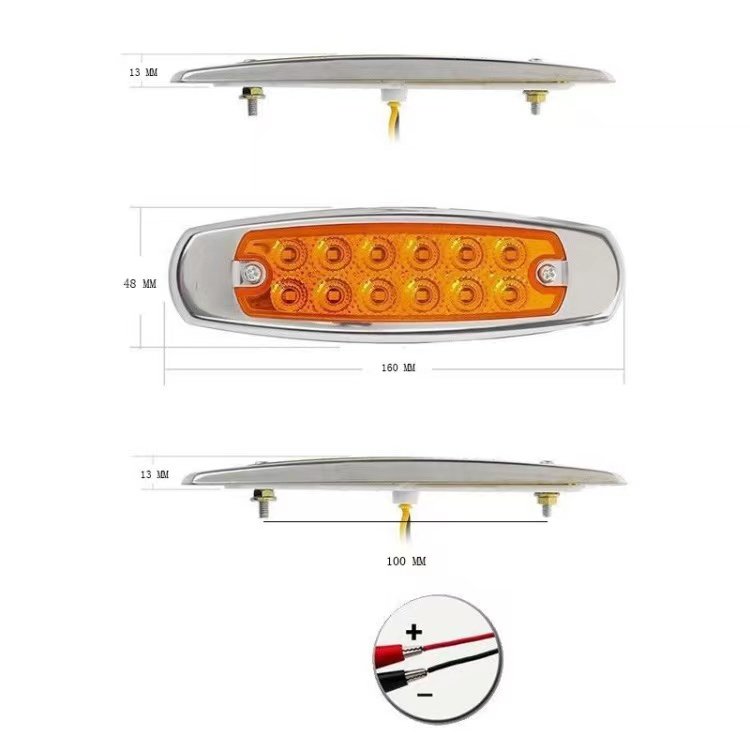 12PCS LED DC10-30V Truck Side Light Trailer Side Marker Light Stop Light for Truck and Bus Using