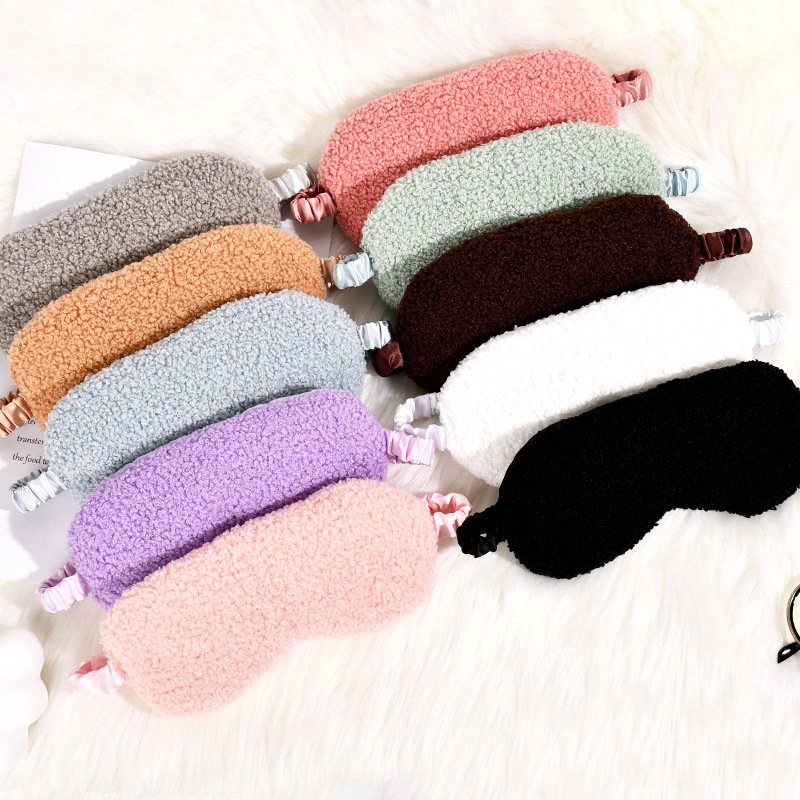 New Fashion Cute Plush Eye Mask Breathable and Light Shielding Teddy Fleece Eye Mask for Sleep