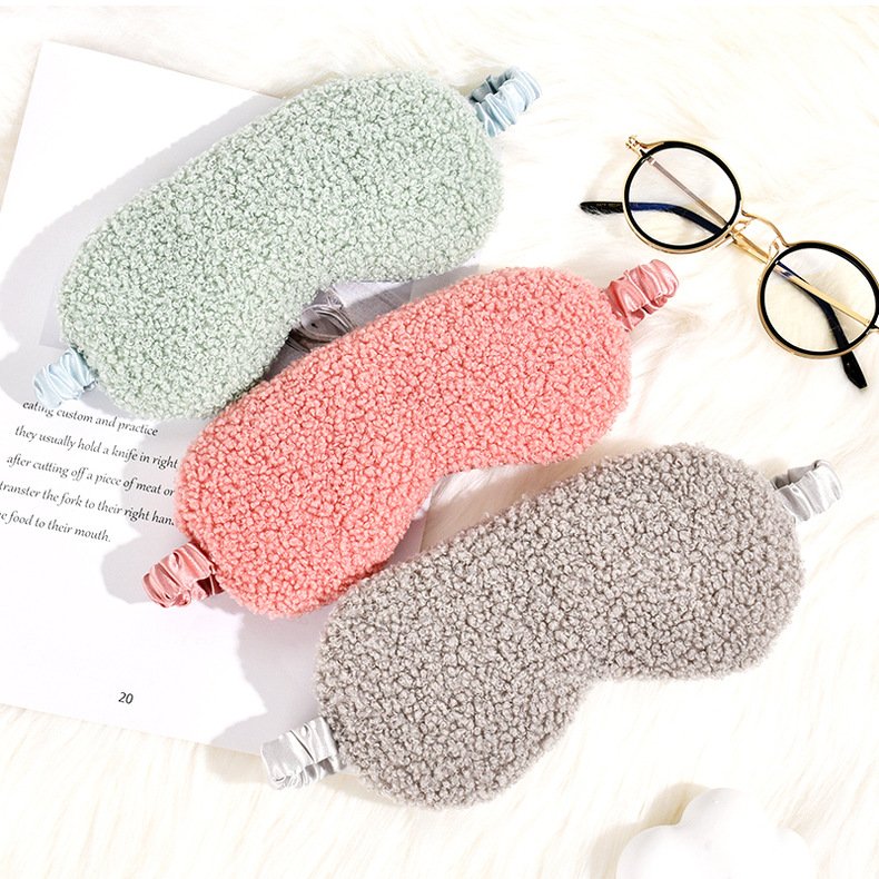 New Fashion Cute Plush Eye Mask Breathable and Light Shielding Teddy Fleece Eye Mask for Sleep