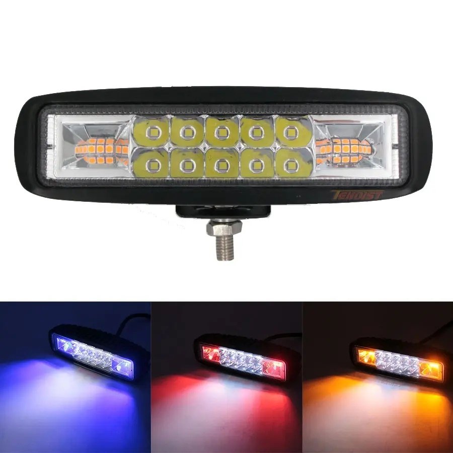 6 Inch Super Slim White Red Blue Amber Car SUV BUS Truck 12V 24V LED Work Light Bar Warning Light