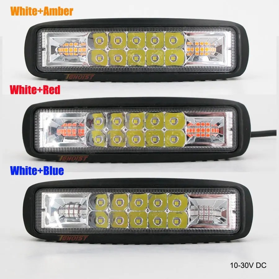 6 Inch Super Slim White Red Blue Amber Car SUV BUS Truck 12V 24V LED Work Light Bar Warning Light