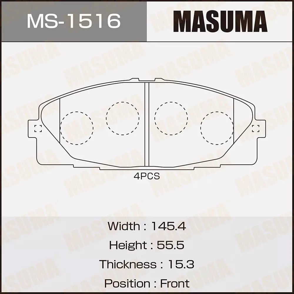 MS-1516 MASUMA Factory Wholesale Pastillas Para Frenos Auto Brake Systems Front Disc Cars Brake Pads for Suzuki for Alto