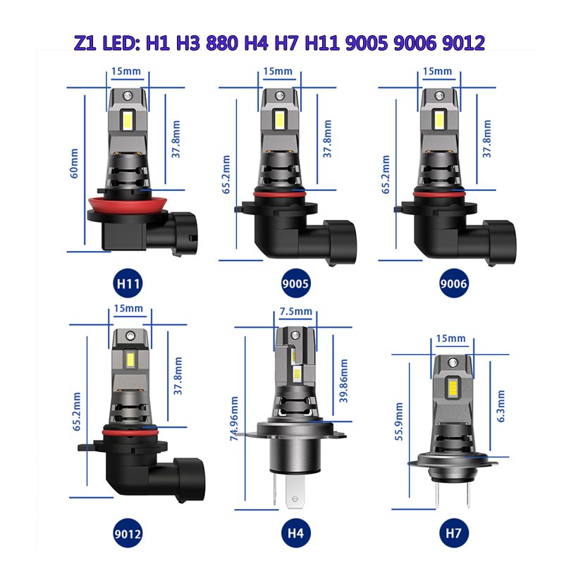 Car Accessories Led Light Car 12v Can Bus H7 Led High Power 30w 20w 35w 55w 300w Canbus 30000lm High Low Beam 5000k Mini H7 Ledh