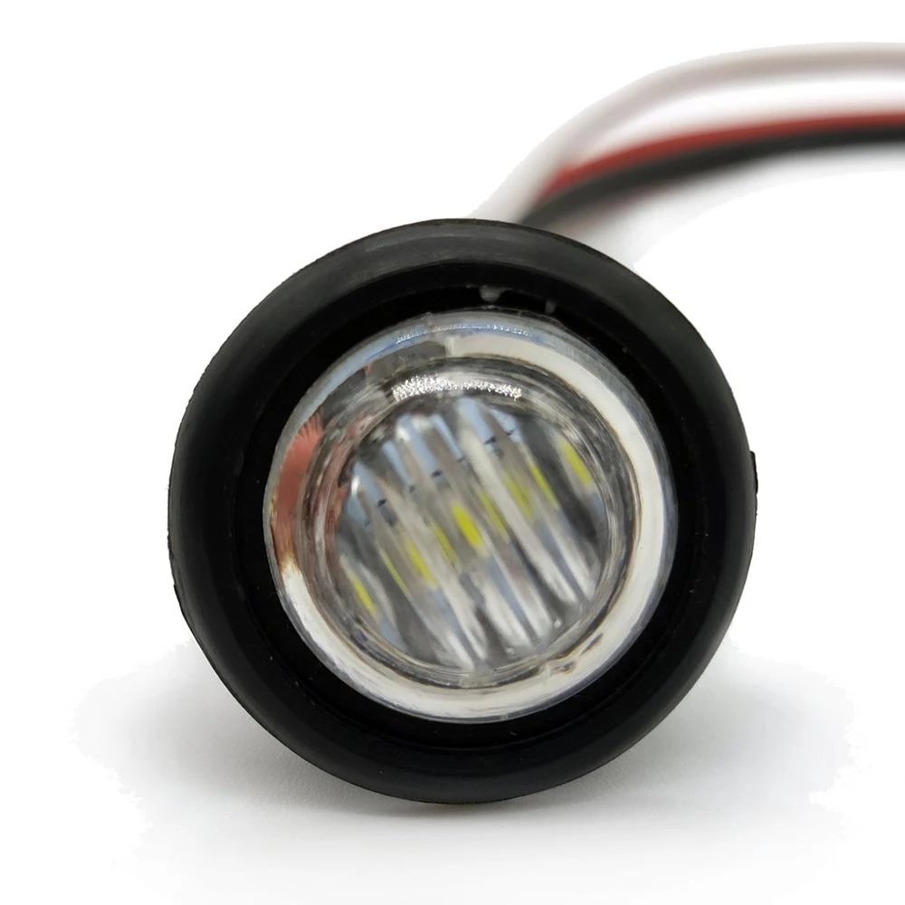 Waterproof 12V 3LED 3/4" Round Red Amber LED Side Marker Light for Truck Trailer ,with 3 Wires Setup, High Low Function