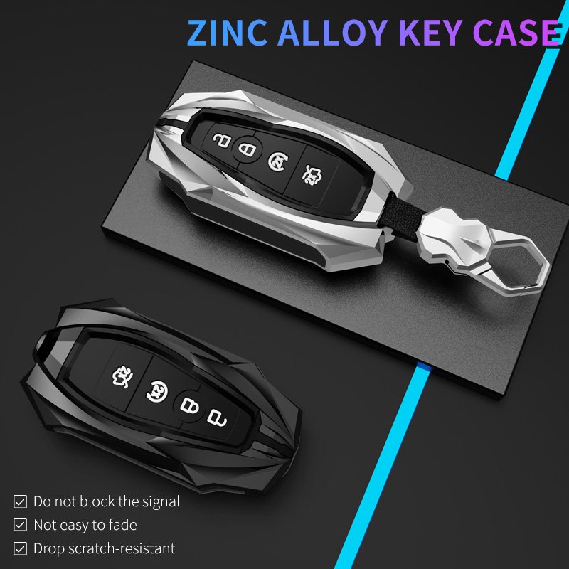 Metal Alloy Leather Car Smart Key Case Bag Fit for Ford 2017/2018/2019/2020 Ford F150/Explorer/MustangF55 Key Shell Protector