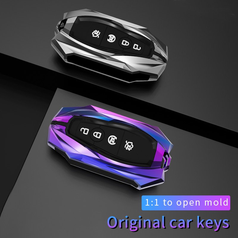 Metal Alloy Leather Car Smart Key Case Bag Fit for Ford 2017/2018/2019/2020 Ford F150/Explorer/MustangF55 Key Shell Protector