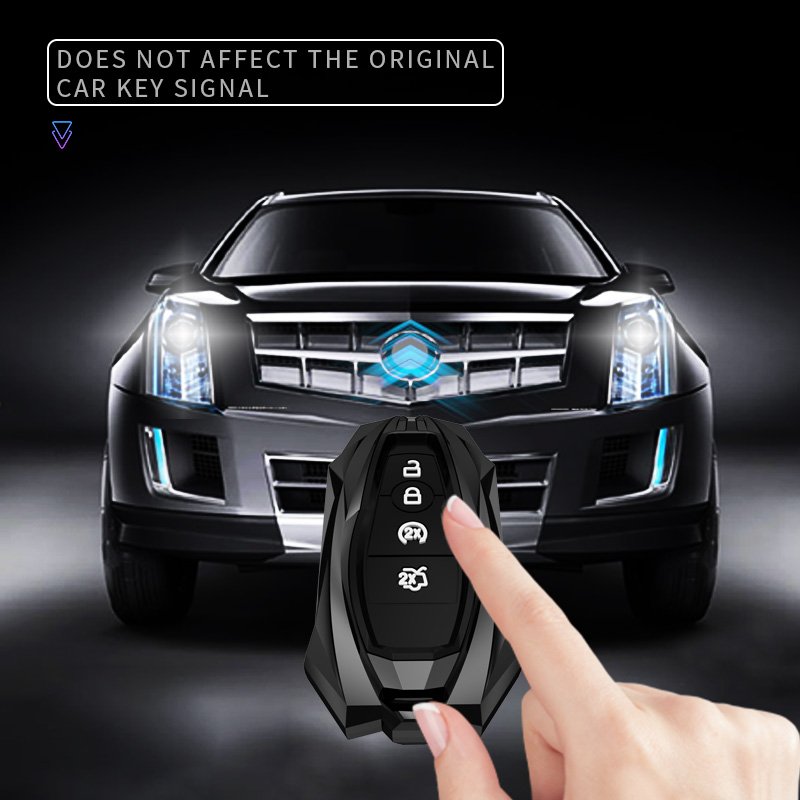 Metal Alloy Leather Car Smart Key Case Bag Fit for Ford 2017/2018/2019/2020 Ford F150/Explorer/MustangF55 Key Shell Protector