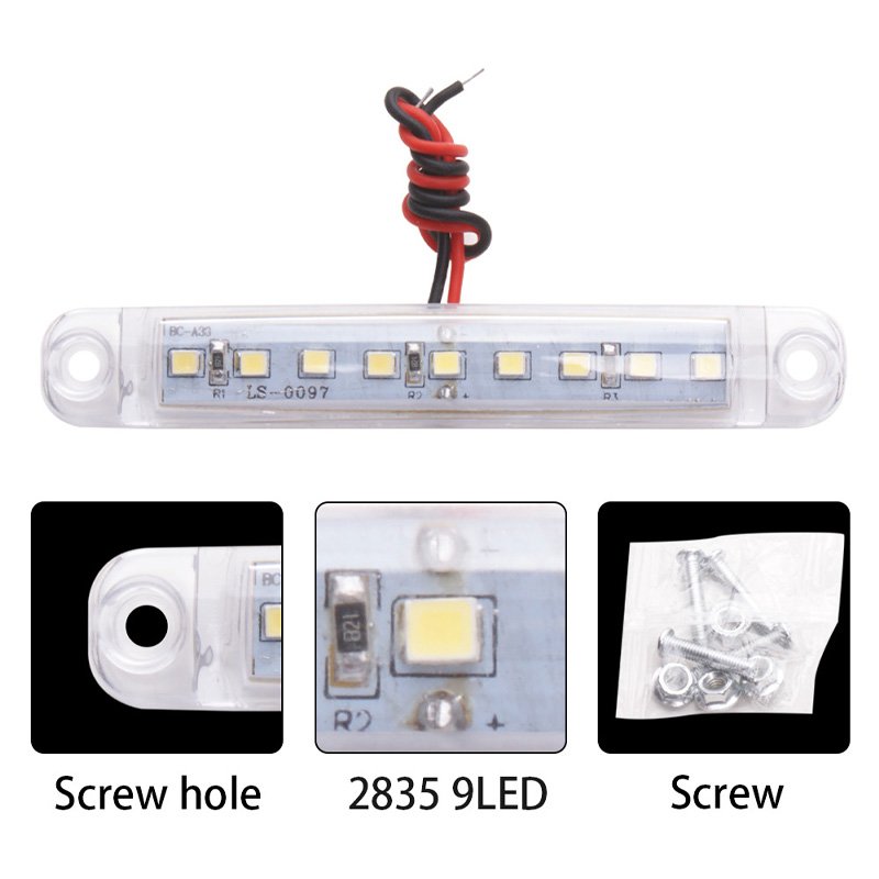 24V 9 SMD LED Truck LED Side Marker Van Truck Lorry Trailer Front Rear Side Light Position Indicator Lamps