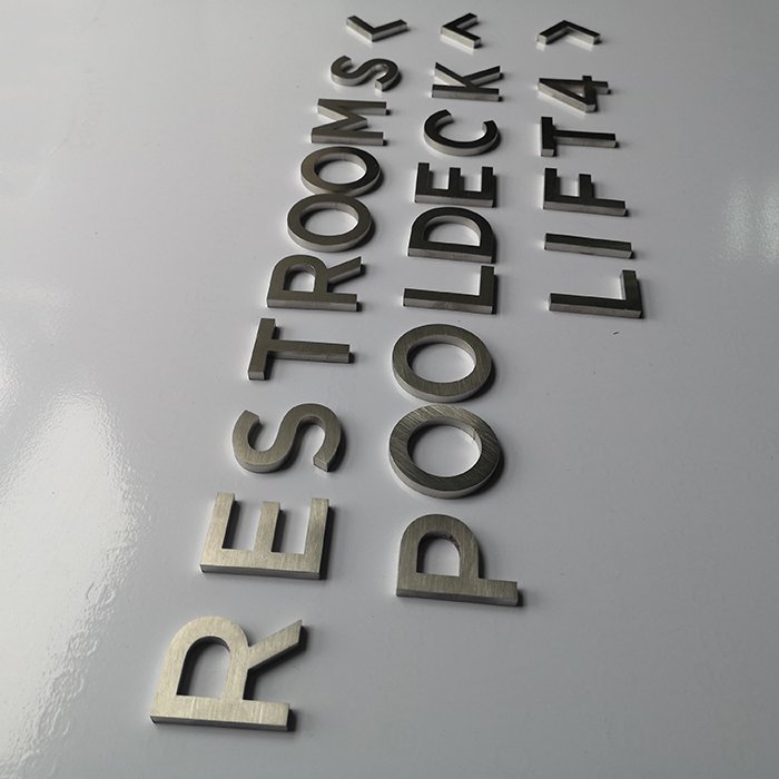 Laser Flat Cut Metal Letter Sign Diy Brushed Finish Block Style Alphabet Logo Signage 3D Words