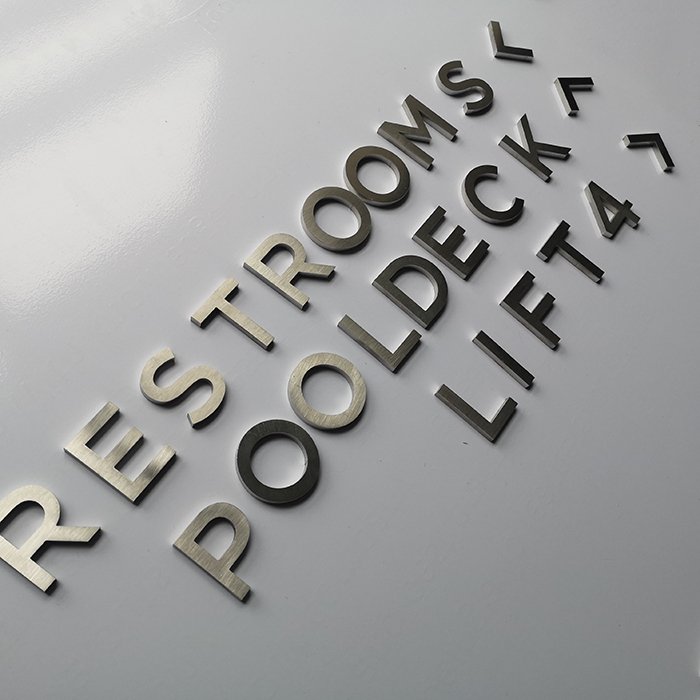 Laser Flat Cut Metal Letter Sign Diy Brushed Finish Block Style Alphabet Logo Signage 3D Words