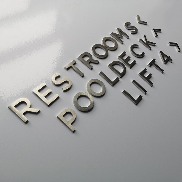 Laser Flat Cut Metal Letter Sign Diy Brushed Finish Block Style Alphabet Logo Signage 3D Words