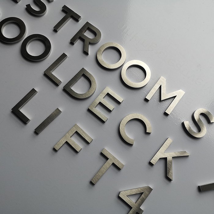 Laser Flat Cut Metal Letter Sign Diy Brushed Finish Block Style Alphabet Logo Signage 3D Words