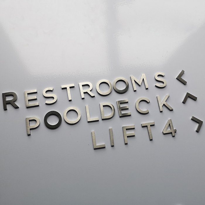 Laser Flat Cut Metal Letter Sign Diy Brushed Finish Block Style Alphabet Logo Signage 3D Words