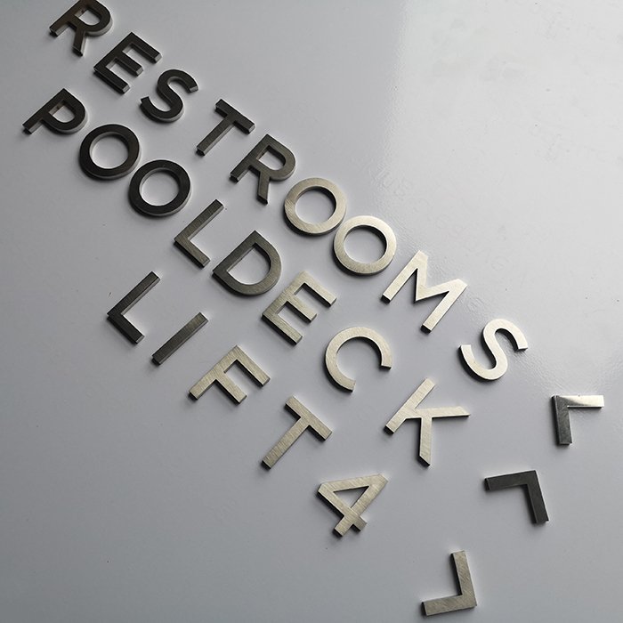 Laser Flat Cut Metal Letter Sign Diy Brushed Finish Block Style Alphabet Logo Signage 3D Words