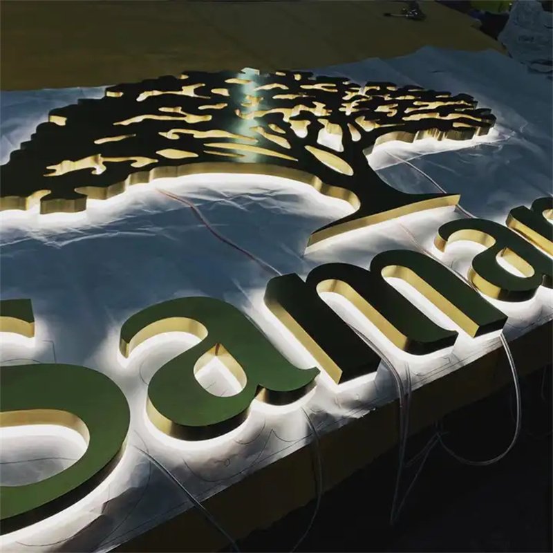 Custom LED Backlit Sign Stainless Steel Outdoor 3d Backlit Letters Storefront Waterproof Acrylic Halo Lit Channel Letters