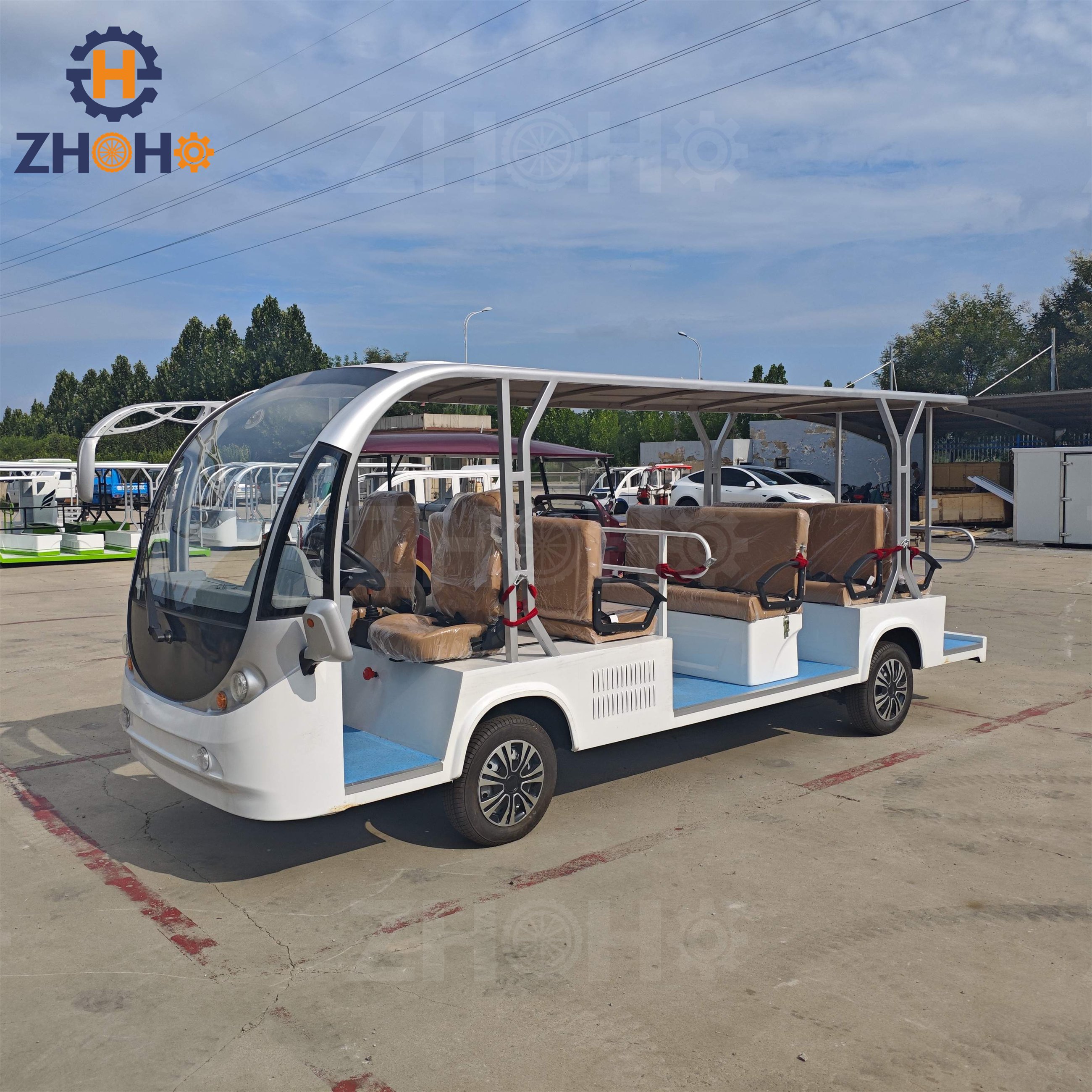 Factory Low Price City Electric Battery Operated Open Mini Tourist Shuttle Bus for Sightseeing Amusement Park
