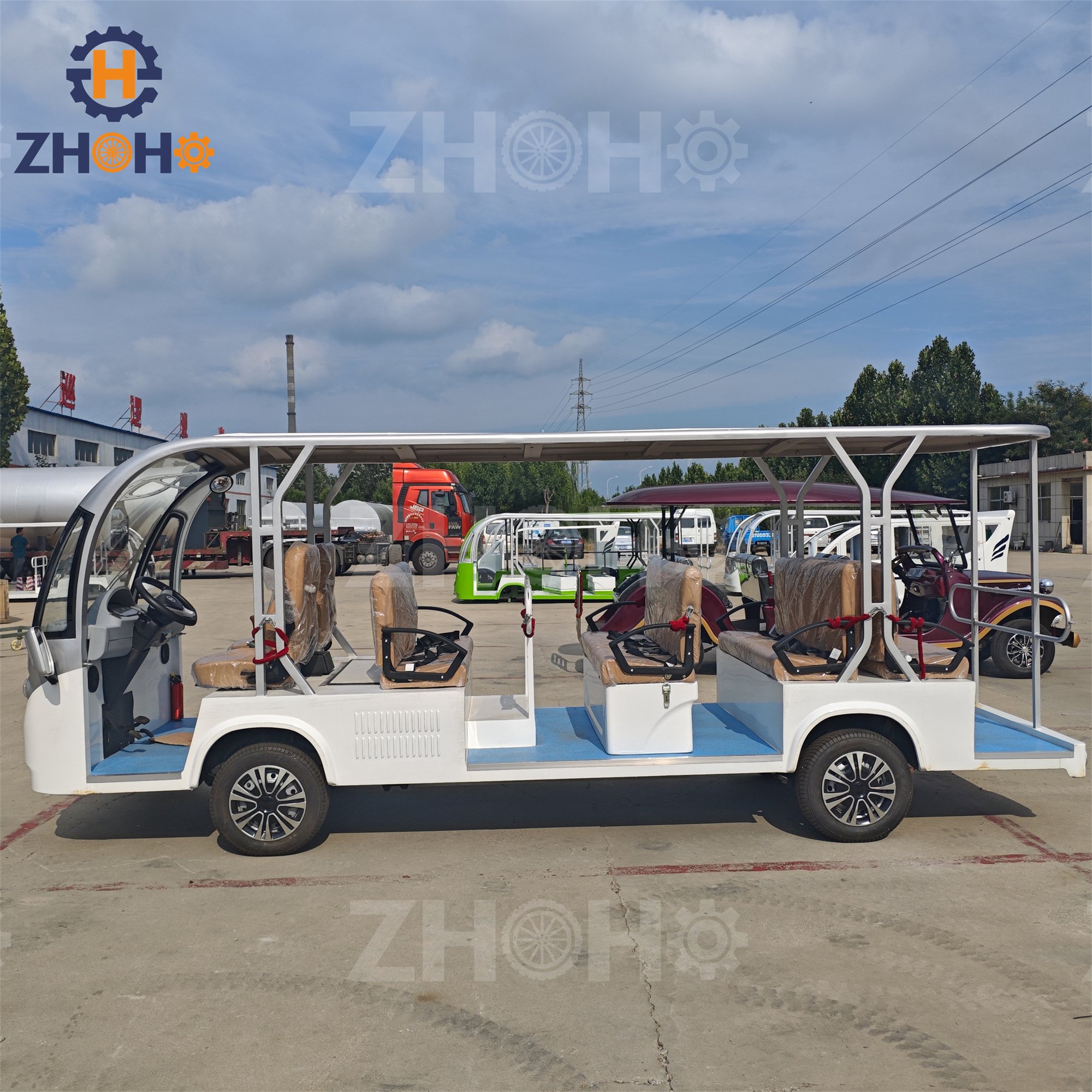Factory Low Price City Electric Battery Operated Open Mini Tourist Shuttle Bus for Sightseeing Amusement Park