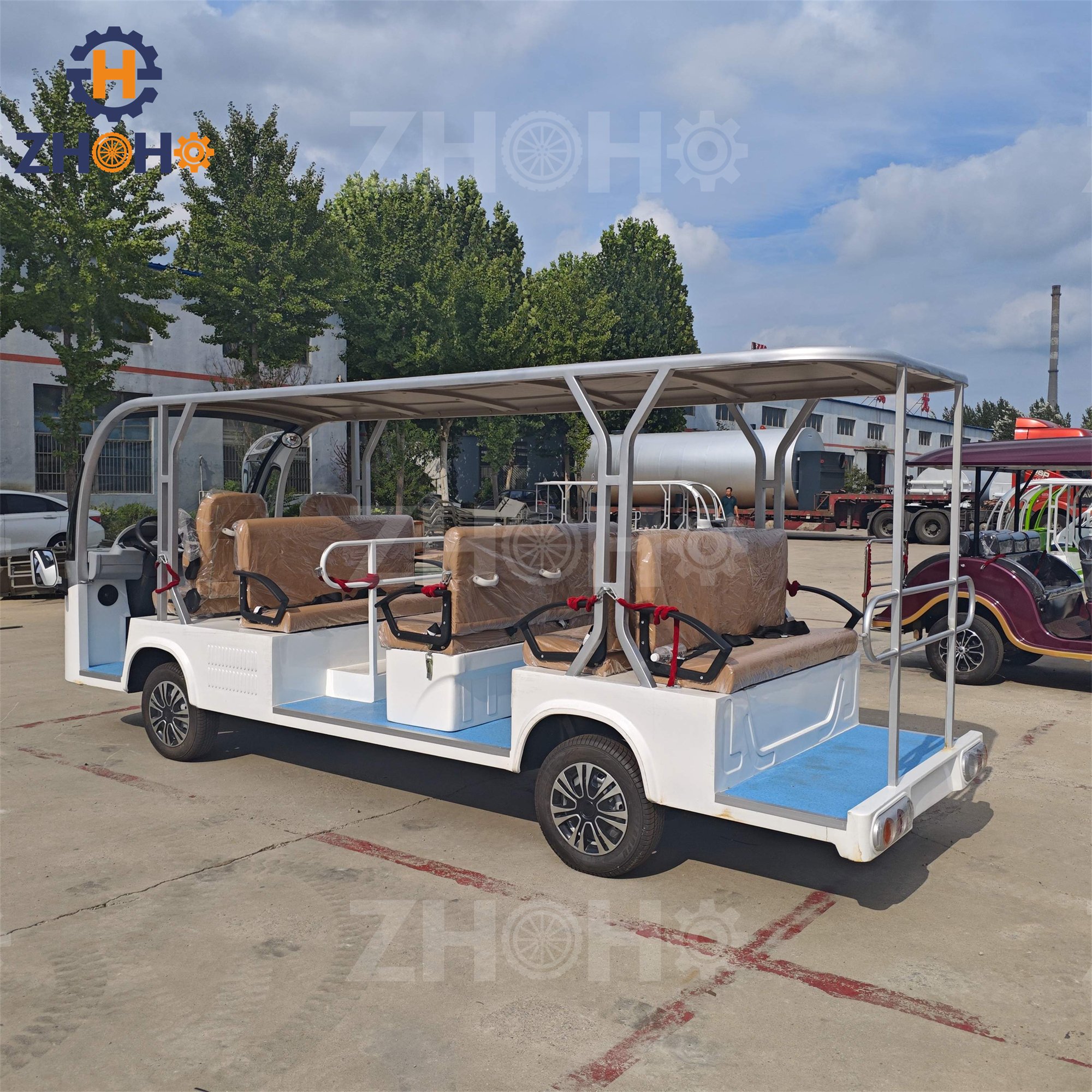 Factory Low Price City Electric Battery Operated Open Mini Tourist Shuttle Bus for Sightseeing Amusement Park