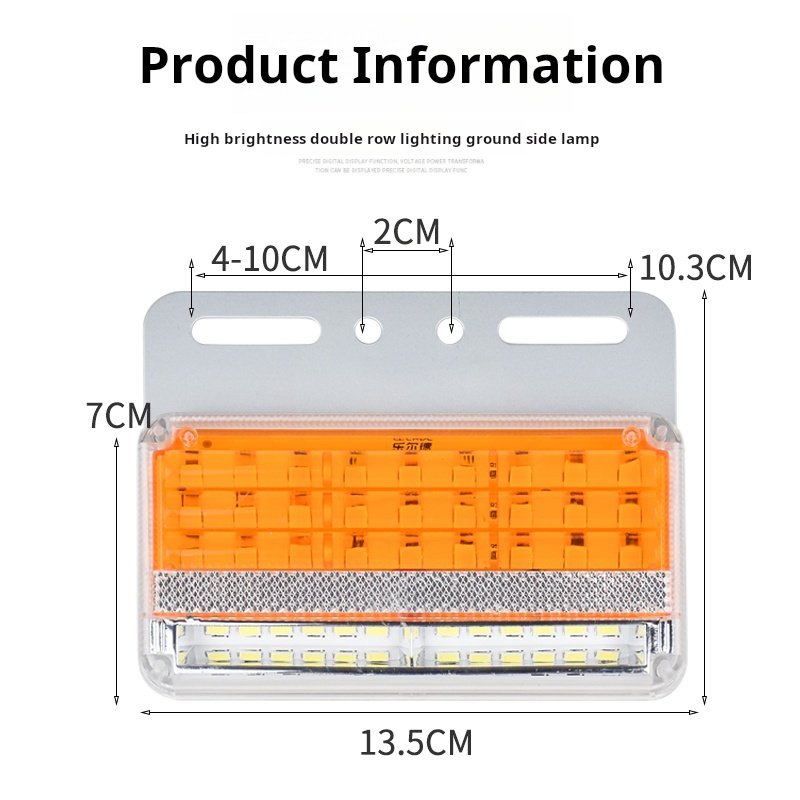 Large Truck Led Side Lamp 24v New Super Bright Double Row Waterproof Strong Light Reversing Lamp Sidelight Width Lamp