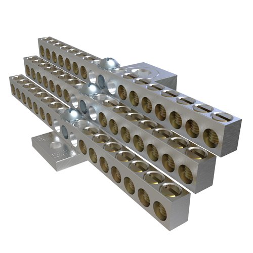 2024 Wire Terminal Blocks Dual Row 150A Aluminium Bus Bars Ground Distribution Block Grounding Bars for Power Wiring