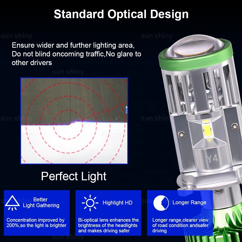 Sunshiny LED Projector H4 Mini Lens Y4 LED Headlight Bulbs 80w 8000LM LED Projector Headlight Mini Bi Led Lens
