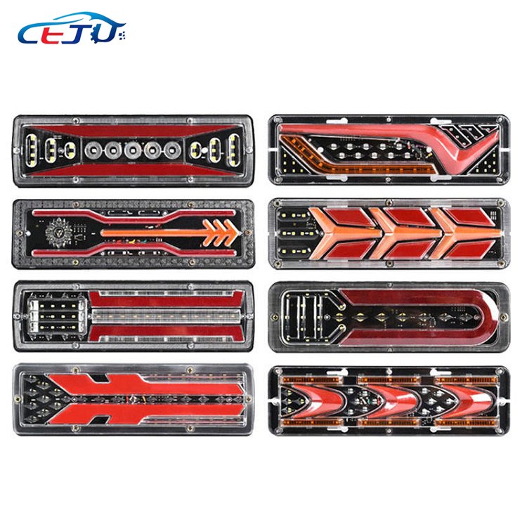 1PCS 12V Dynamic LED Car Truck Tail Light Trailer Rear Light Brake Turn Signal Lamp Reverse Tractor Lorry Bus Campers Caravans