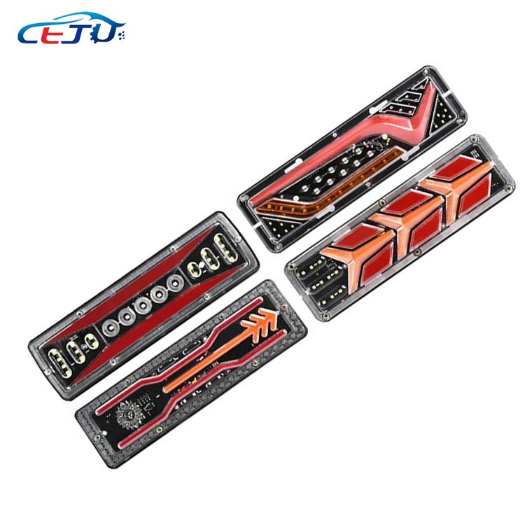 1PCS 12V Dynamic LED Car Truck Tail Light Trailer Rear Light Brake Turn Signal Lamp Reverse Tractor Lorry Bus Campers Caravans