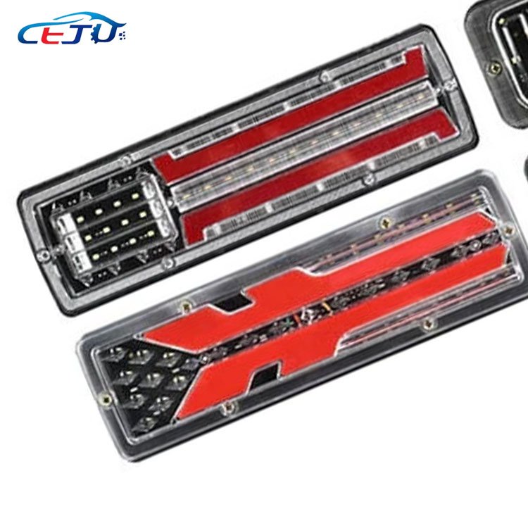 1PCS 12V Dynamic LED Car Truck Tail Light Trailer Rear Light Brake Turn Signal Lamp Reverse Tractor Lorry Bus Campers Caravans
