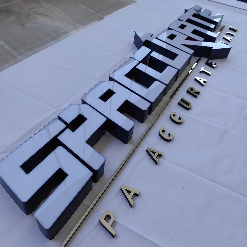 Outdoor 3d Led Business Logo Sample Resin Stainless Steel Acrylic Front Lit Channel Letters Lighted Sign for Company Shop