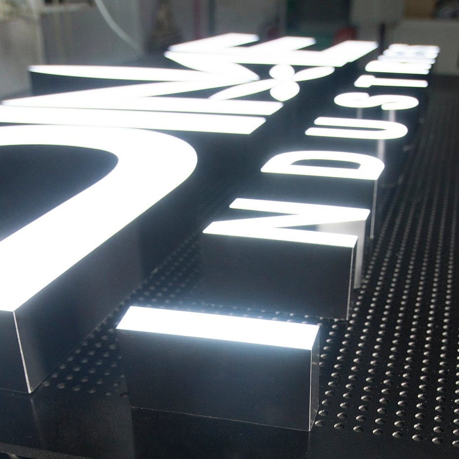 Outdoor 3d Led Business Logo Sample Resin Stainless Steel Acrylic Front Lit Channel Letters Lighted Sign for Company Shop