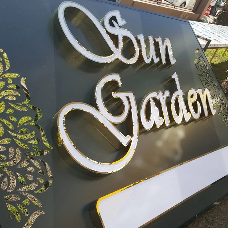 Outdoor 3d Led Business Logo Sample Resin Stainless Steel Acrylic Front Lit Channel Letters Lighted Sign for Company Shop