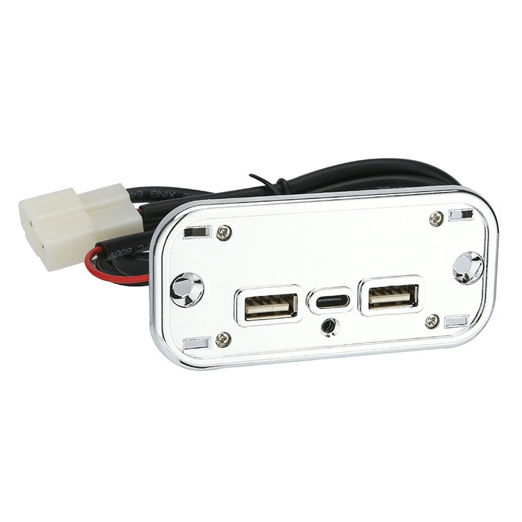 Fast Charging 3 Port Dual USB-A+ TYPE-C Power Socket Design Car Bus RV Accessories PD Electric Charger With Led Light Rings