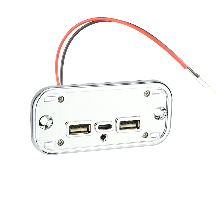 Fast Charging 3 Port Dual USB-A+ TYPE-C Power Socket Design Car Bus RV Accessories PD Electric Charger With Led Light Rings