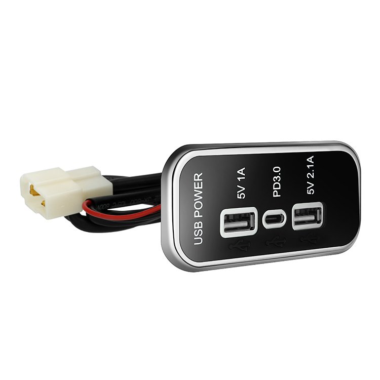 Fast Charging 3 Port Dual USB-A+ TYPE-C Power Socket Design Car Bus RV Accessories PD Electric Charger With Led Light Rings