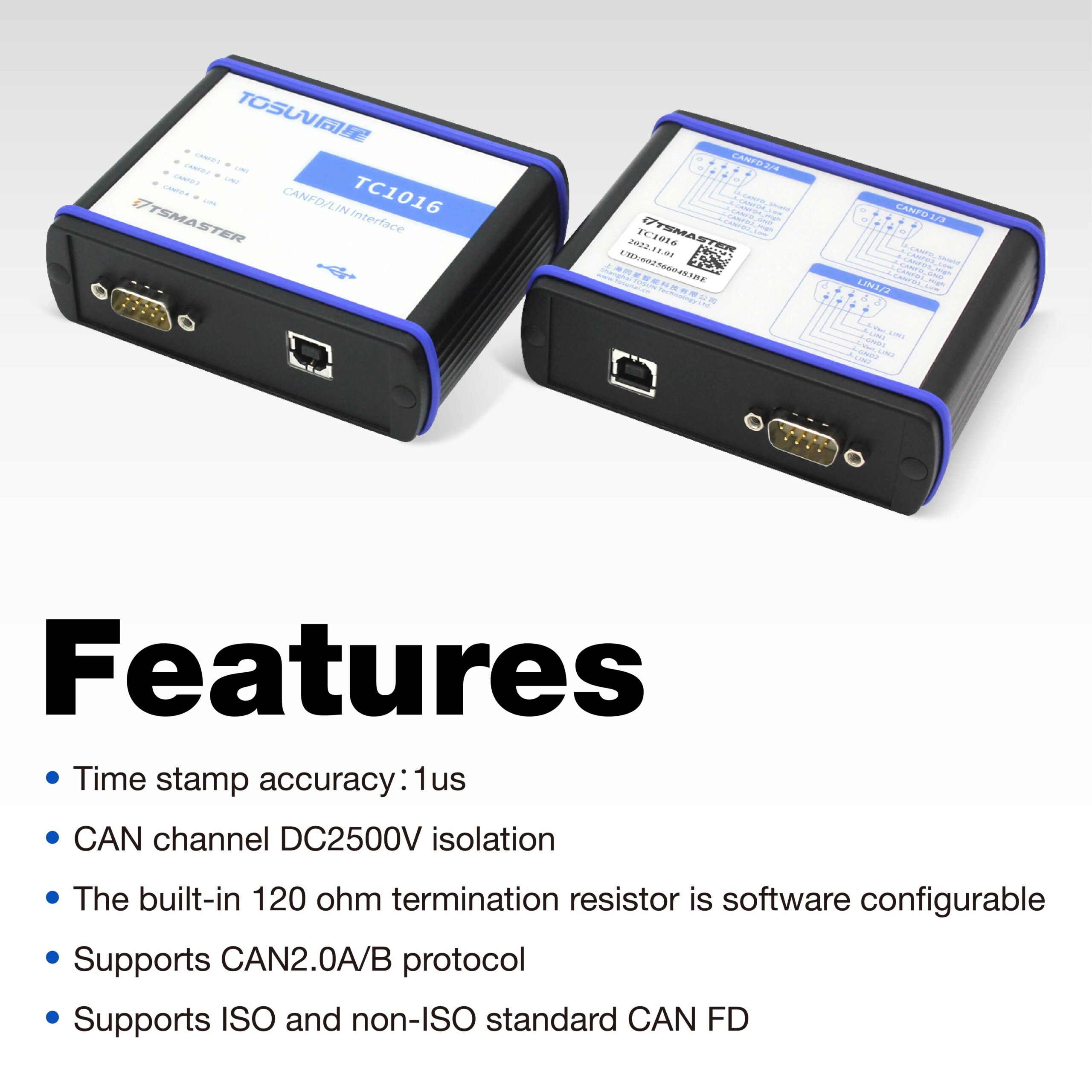 Bus Interface TC1016 Multi-channel CAN (FD) and LIN Network Interfaces Bus Connections Bus to USB Adapter