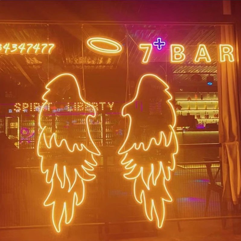 LED Neon Sign Illuminated Logo Acrylic Wing Love Wedding Custom Neon Signs Word Lights for Home Bar