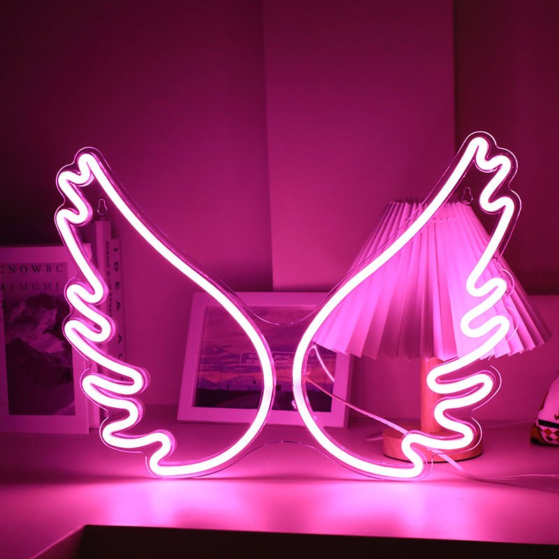 LED Neon Sign Illuminated Logo Acrylic Wing Love Wedding Custom Neon Signs Word Lights for Home Bar