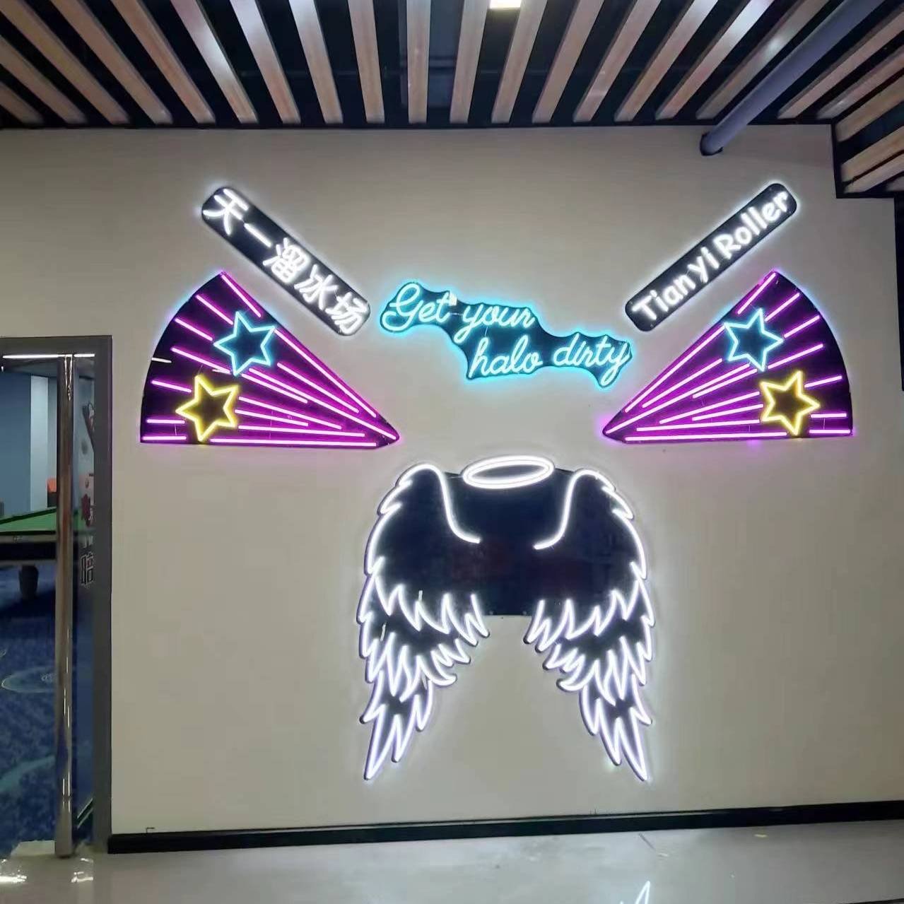 LED Neon Sign Illuminated Logo Acrylic Wing Love Wedding Custom Neon Signs Word Lights for Home Bar
