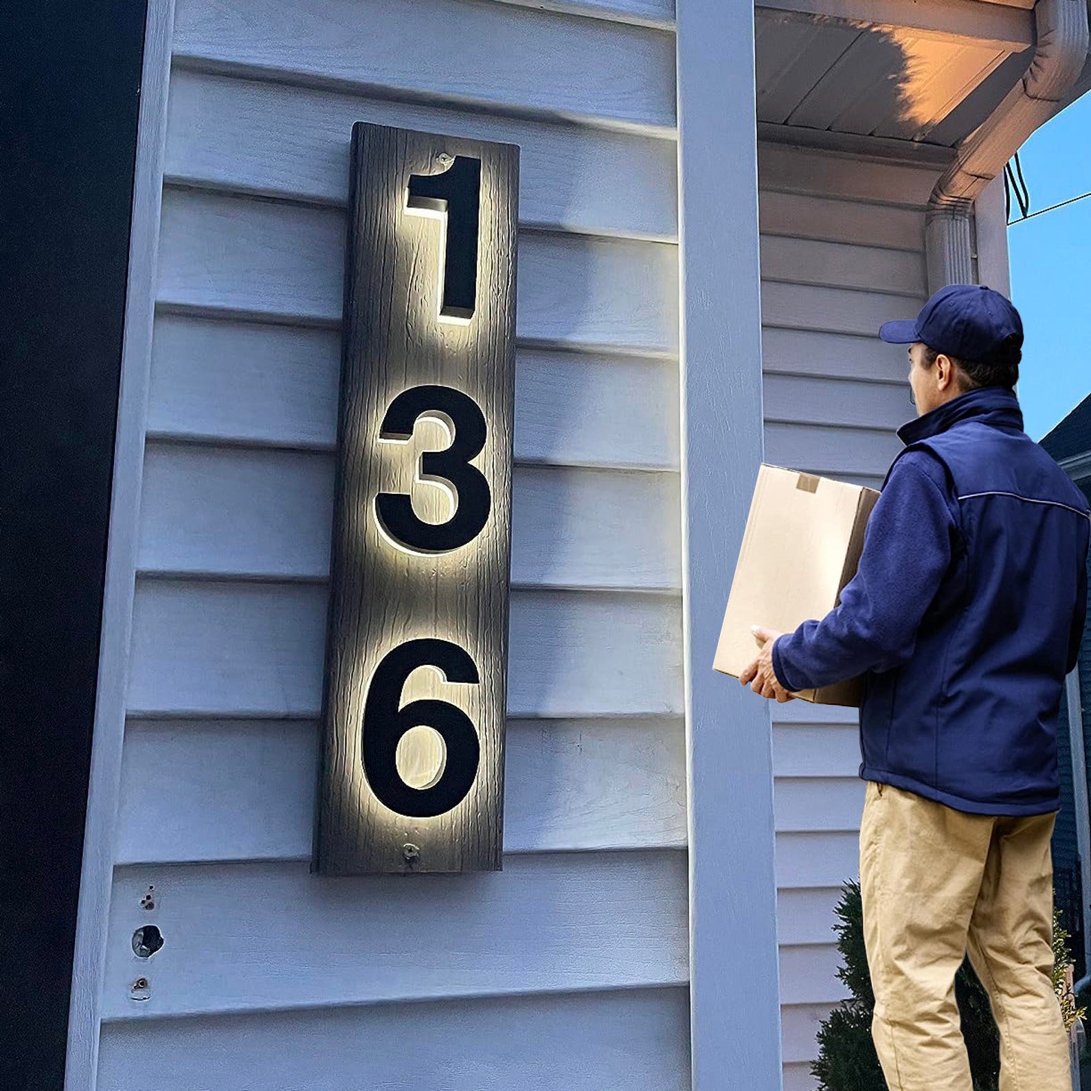 Custom Modern Glow at Night Waterproof Corrosion Resistant Easy to Install 12V DC Low Voltage Led Lighted Address House Numbers