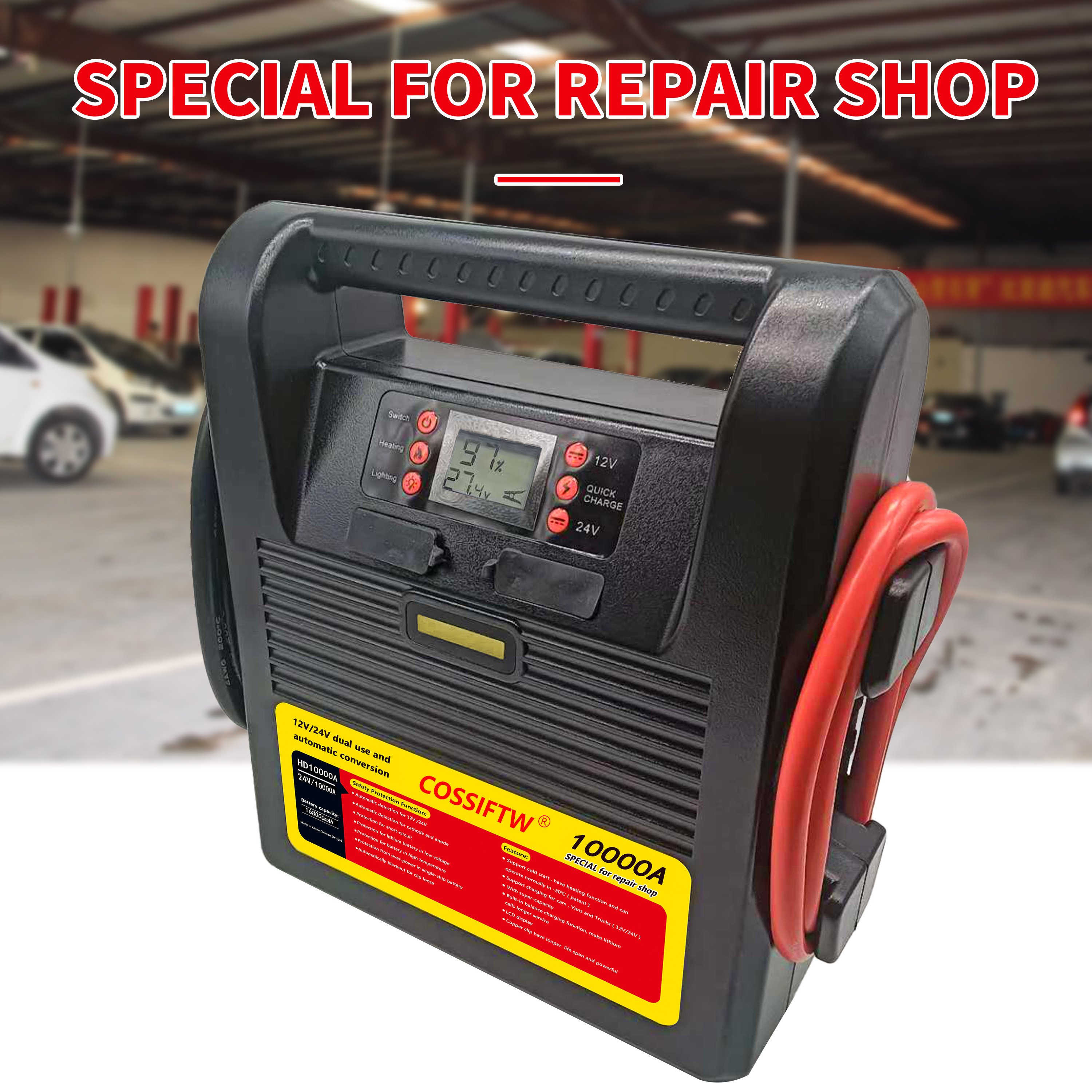 10000 Peak Amp 12V 24V Portable Car Battery Jump Starter and Power Pack