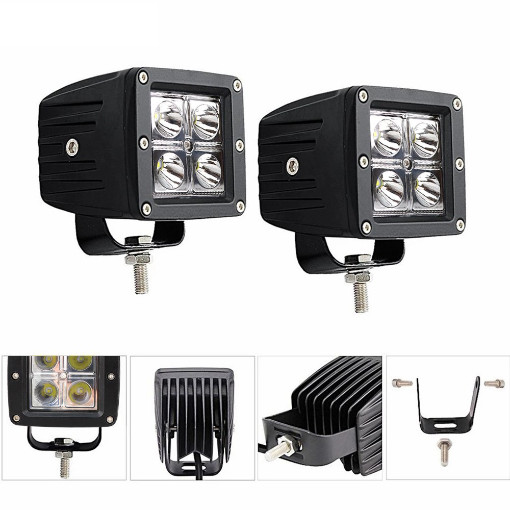 Square Car Accessories 16w Led Working Light Spot Flood Auxiliary Fog Lamp 3Inch 4inch Led Pod Work Lights for Truck Trailer ATV