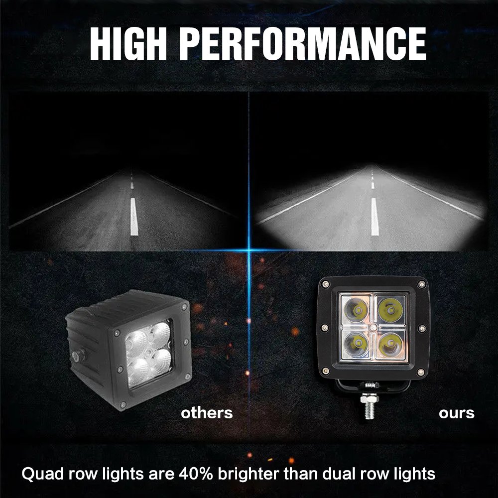 Square Car Accessories 16w Led Working Light Spot Flood Auxiliary Fog Lamp 3Inch 4inch Led Pod Work Lights for Truck Trailer ATV