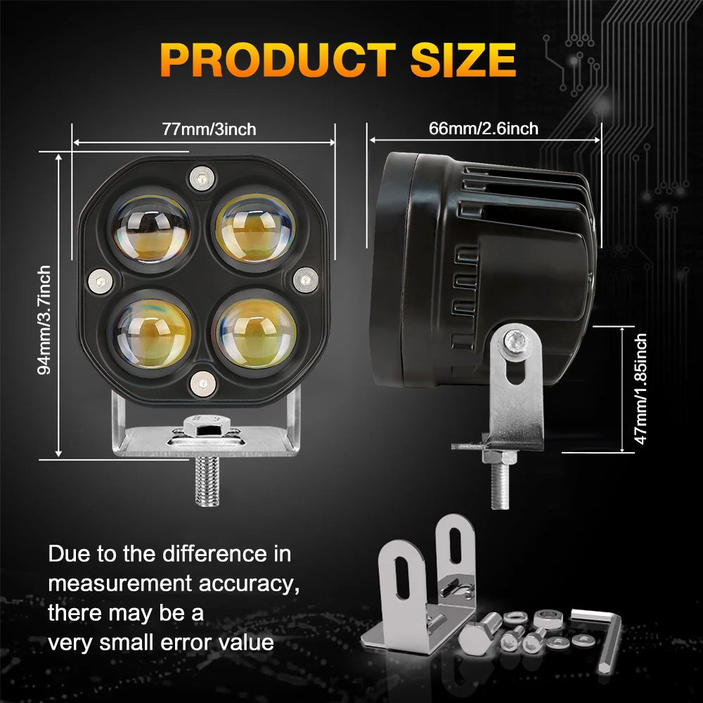 4 Lens Auxiliary Motorcycle Spotlight Fog Lights 40W Exploradoras Led Projector Headlight Additional Electric Driving Spot Lamp