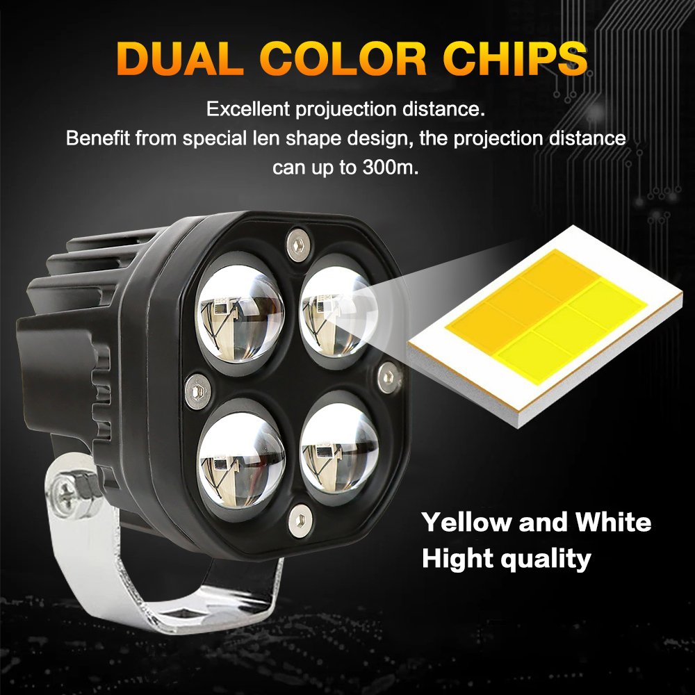 4 Lens Auxiliary Motorcycle Spotlight Fog Lights 40W Exploradoras Led Projector Headlight Additional Electric Driving Spot Lamp