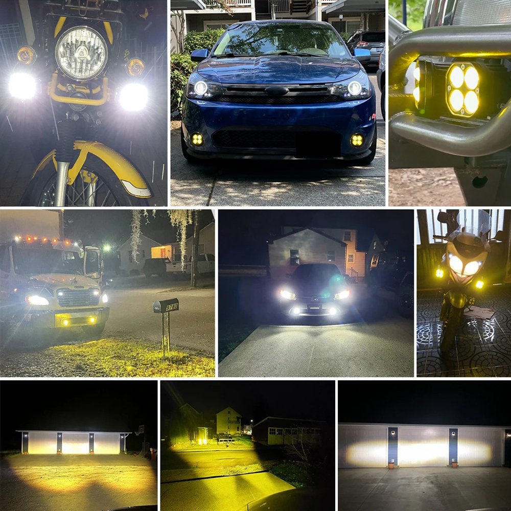 4 Lens Auxiliary Motorcycle Spotlight Fog Lights 40W Exploradoras Led Projector Headlight Additional Electric Driving Spot Lamp