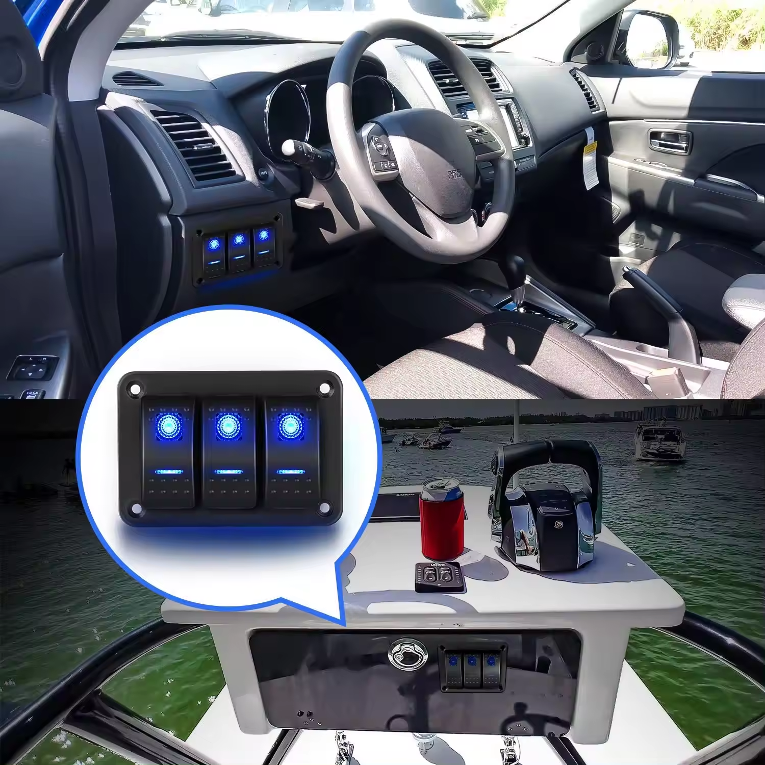12V 24V LED Illuminated Rocker Switch Custom Boat 12 Volt Waterproof Marine Lighted Rocker Toggle Switch for Car Truck RV UTV