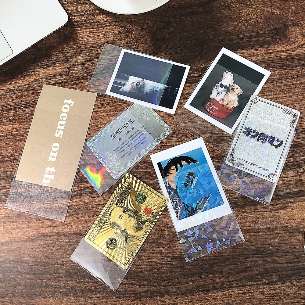 Holographic Single Card Sleeve Clear PP Women Men Business Credit Card Protector Sleeves Student Bus ID Card Protect Organizer