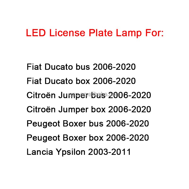 Wholesale High-Quality Car Accessories LED License Plate Number Lamp for Fiat Ducato Citroen Jumper Peugeot Boxer Lancia Ypsilon